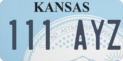 KS license plate 111AYZ