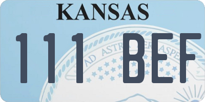 KS license plate 111BEF