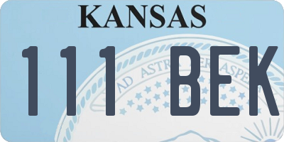 KS license plate 111BEK
