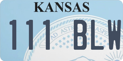 KS license plate 111BLW