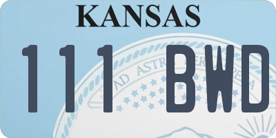 KS license plate 111BWD