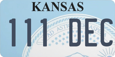 KS license plate 111DEC