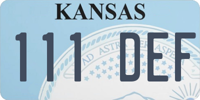 KS license plate 111DEF