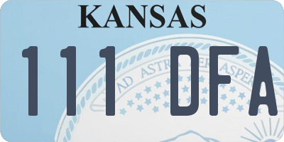 KS license plate 111DFA