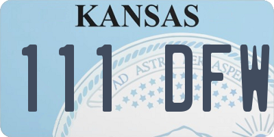 KS license plate 111DFW