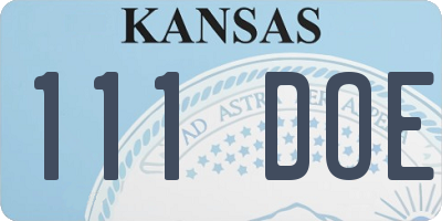 KS license plate 111DOE