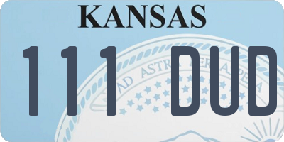 KS license plate 111DUD