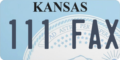 KS license plate 111FAX
