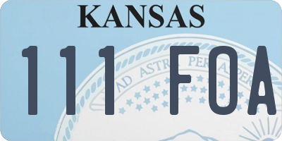 KS license plate 111FOA