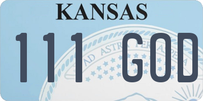 KS license plate 111GOD