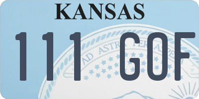 KS license plate 111GOF