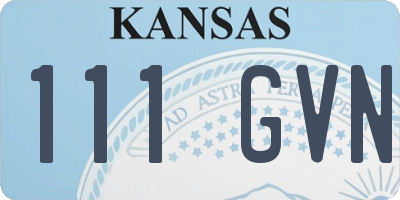 KS license plate 111GVN