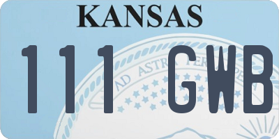 KS license plate 111GWB