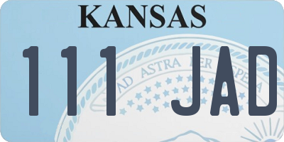 KS license plate 111JAD