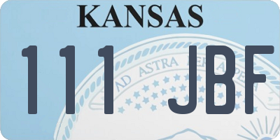 KS license plate 111JBF