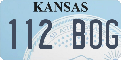 KS license plate 112BOG