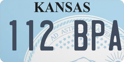 KS license plate 112BPA