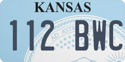KS license plate 112BWC
