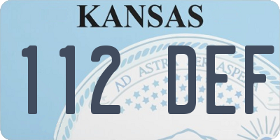 KS license plate 112DEF