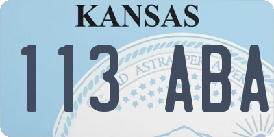 KS license plate 113ABA