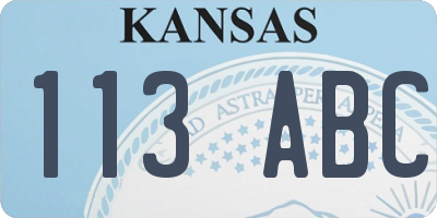 KS license plate 113ABC