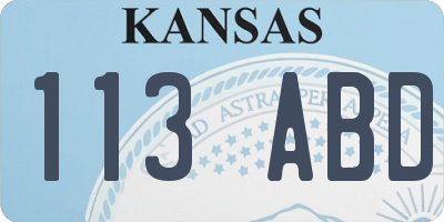 KS license plate 113ABD