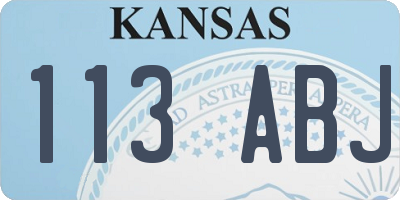 KS license plate 113ABJ