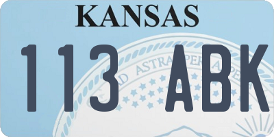 KS license plate 113ABK