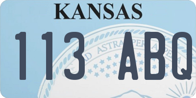KS license plate 113ABQ