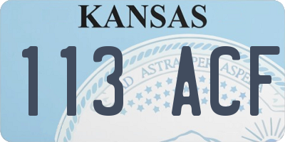 KS license plate 113ACF