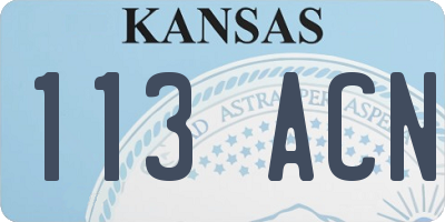 KS license plate 113ACN