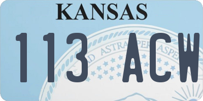 KS license plate 113ACW