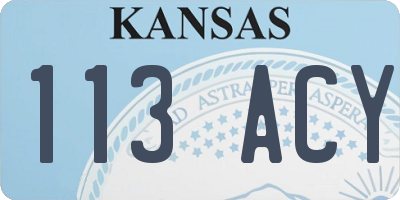 KS license plate 113ACY