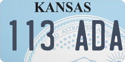 KS license plate 113ADA