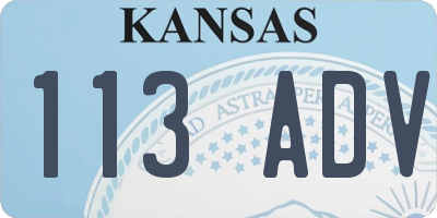 KS license plate 113ADV