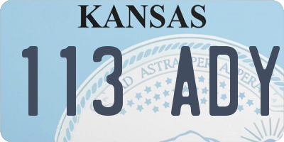 KS license plate 113ADY