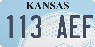 KS license plate 113AEF