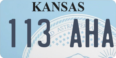 KS license plate 113AHA