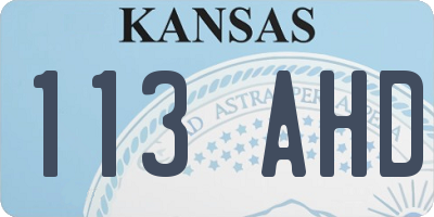 KS license plate 113AHD