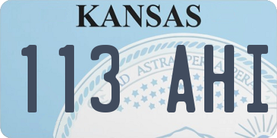 KS license plate 113AHI