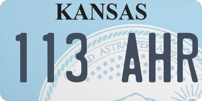 KS license plate 113AHR