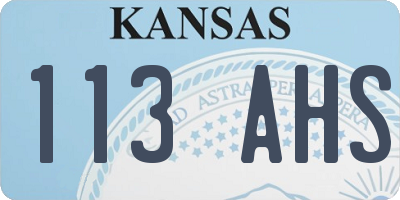 KS license plate 113AHS
