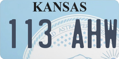 KS license plate 113AHW