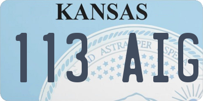 KS license plate 113AIG