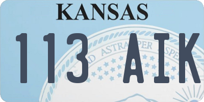 KS license plate 113AIK