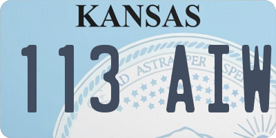 KS license plate 113AIW