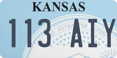 KS license plate 113AIY