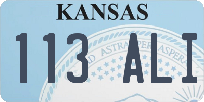 KS license plate 113ALI