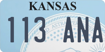 KS license plate 113ANA