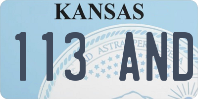 KS license plate 113AND